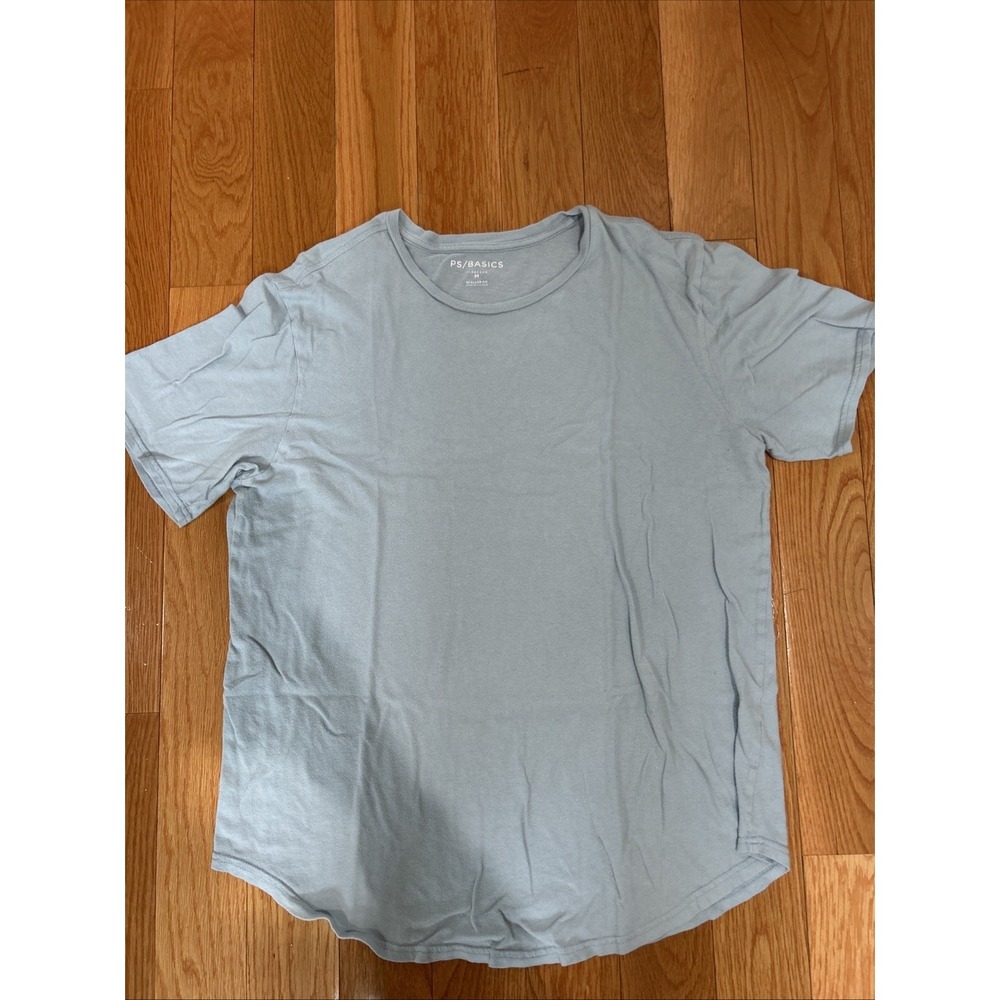 ASOS Basics Men's T-Shirt Medium Light Blue Scallop Hem Crew Neck Casual Tee